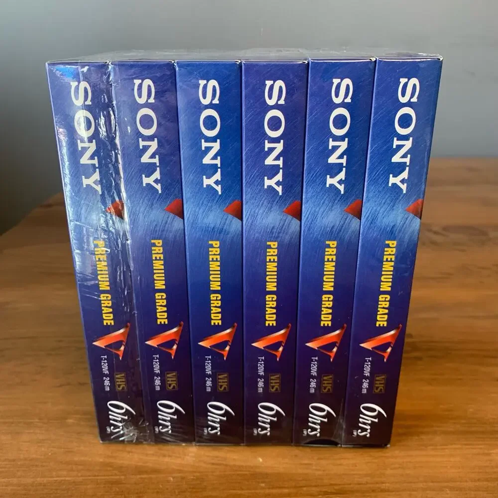 Sony T-120VF 246m VHS 6 Hour Premium Grade NOS Pack of 6